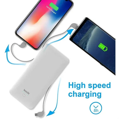 Power Bank 10000mAh USB C Portable Charger with Cable