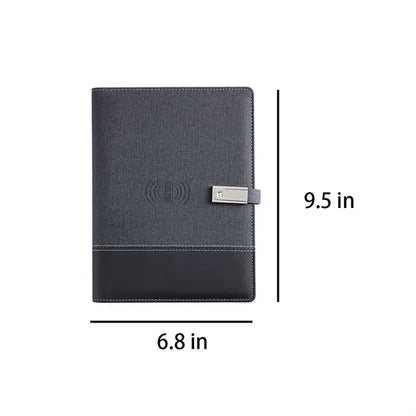 Wireless Charge Notebook Padfolio with USB Drive Power Bank