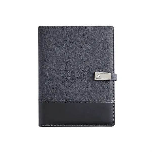 Wireless Charge Notebook Padfolio with USB Drive Power Bank
