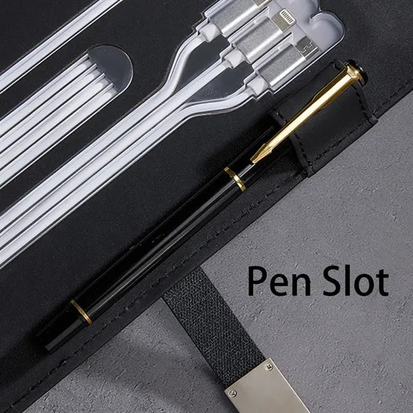 Wireless Charge Notebook Padfolio with USB Drive Power Bank