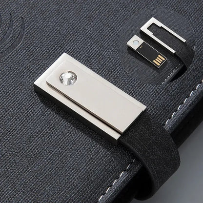 Wireless Charge Notebook Padfolio with USB Drive Power Bank