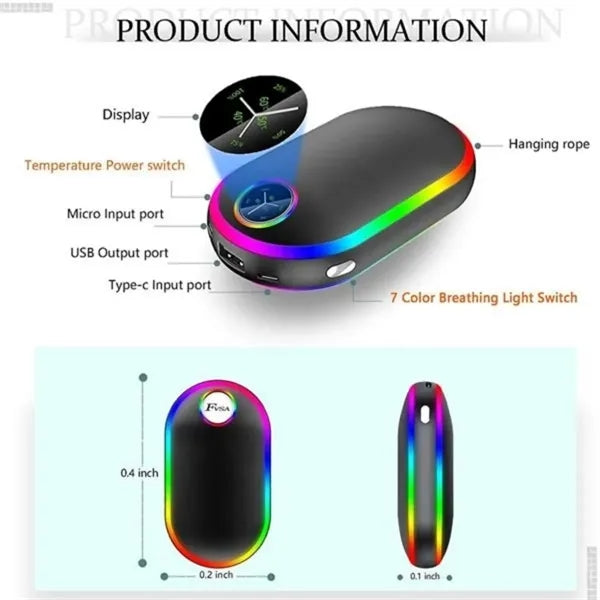 Portable 10000mAh Hand Warmer Power Bank