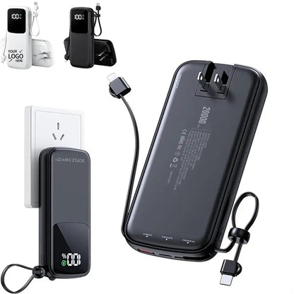 Power Bank 20000mAH Portable Charger AC Wall Plug and Cables