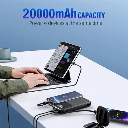 Power Bank 20000mAH Portable Charger AC Wall Plug and Cables