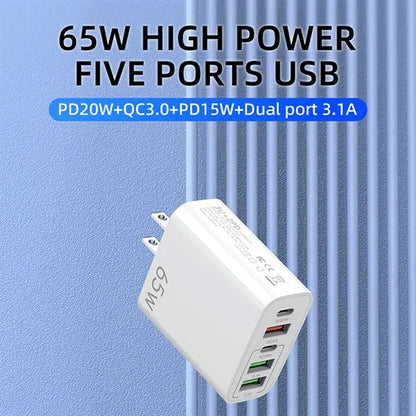 65W Multi-Port Wall Charger Plug