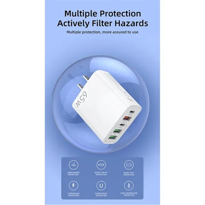 65W Multi-Port Wall Charger Plug