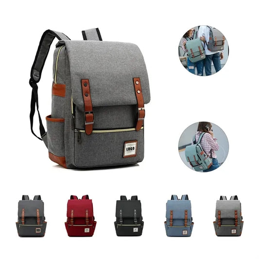 Vintage Laptop Backpack with USB Charging Port