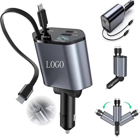 Retractable Car Dual USB Charger