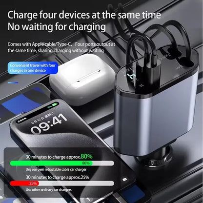 Retractable Car Dual USB Charger