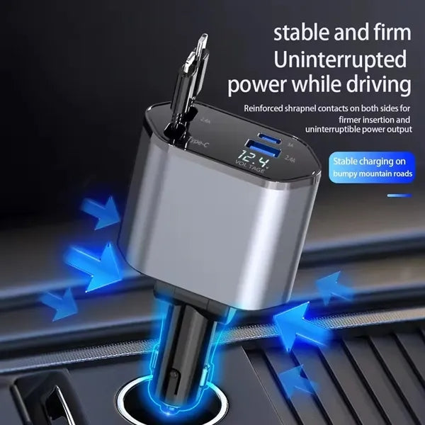 Retractable Car Dual USB Charger