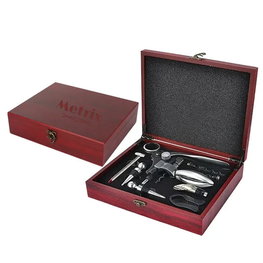 9-Piece Wine Opener Set in Wooden Box