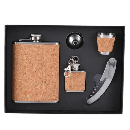 Stainless Steel Flask Gift Set with Cork Wrap