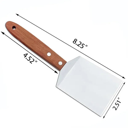 Wooden Handle Stainless Steel Flat Square Spatula