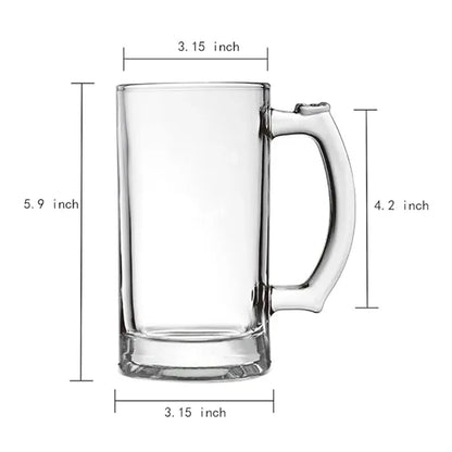 12OZ Large capacity glass beer mug with handle (350ML)
