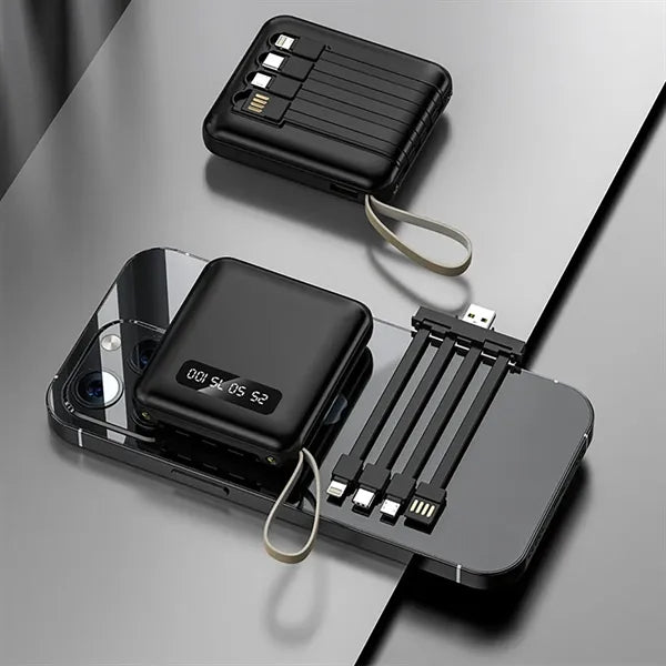 Portable LED Display Power Bank Charger Battery with Cables