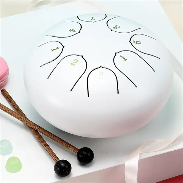 8 Notes 6 Inch C Key Steel Tongue Drum with drumsticks