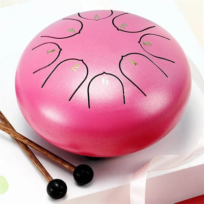 8 Notes 6 Inch C Key Steel Tongue Drum with drumsticks