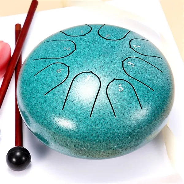 8 Notes 6 Inch C Key Steel Tongue Drum with drumsticks