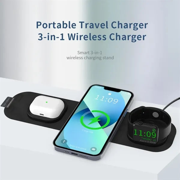 3 in 1 Foldable Phone Watch Earphone 15W Fast Charging Dock