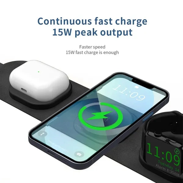 3 in 1 Foldable Phone Watch Earphone 15W Fast Charging Dock