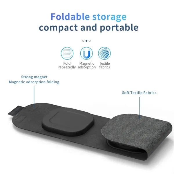 3 in 1 Foldable Phone Watch Earphone 15W Fast Charging Dock