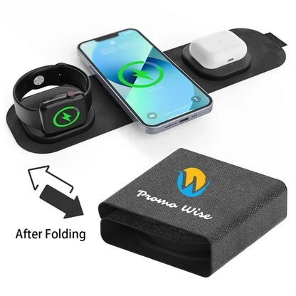 3 in 1 Foldable Phone Watch Earphone 15W Fast Charging Dock
