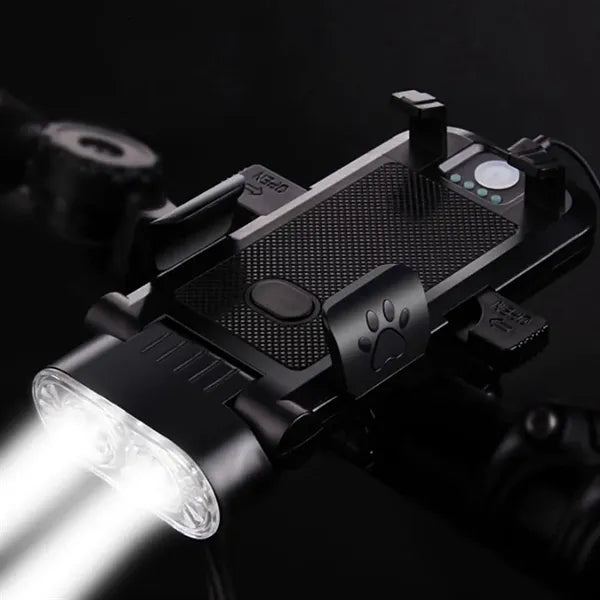 4 in 1 Bicycle Headlight Phone Holder Power Bank 130DB Horn