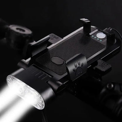 4 in 1 Bicycle Headlight Phone Holder Power Bank 130DB Horn
