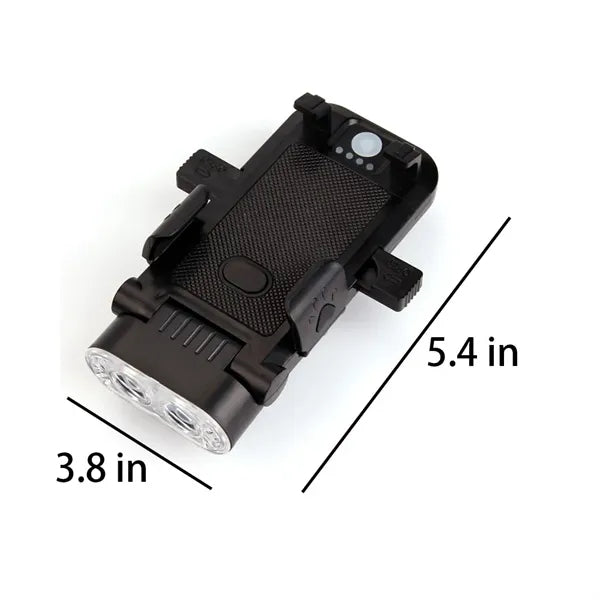 4 in 1 Bicycle Headlight Phone Holder Power Bank 130DB Horn