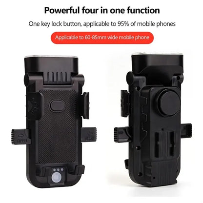 4 in 1 Bicycle Headlight Phone Holder Power Bank 130DB Horn