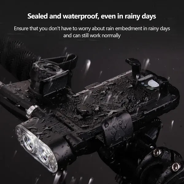 4 in 1 Bicycle Headlight Phone Holder Power Bank 130DB Horn