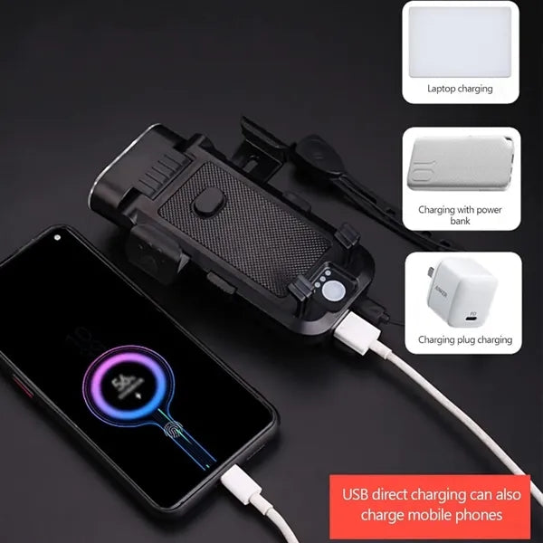 4 in 1 Bicycle Headlight Phone Holder Power Bank 130DB Horn