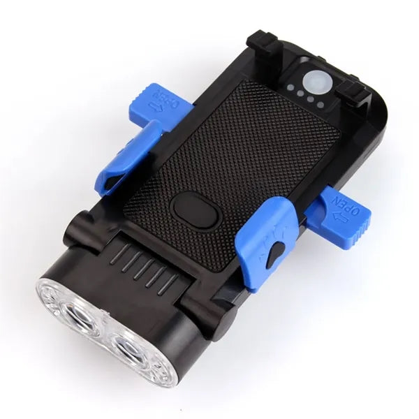 4 in 1 Bicycle Headlight Phone Holder Power Bank 130DB Horn