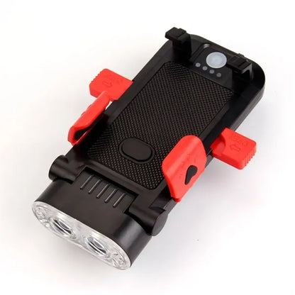 4 in 1 Bicycle Headlight Phone Holder Power Bank 130DB Horn