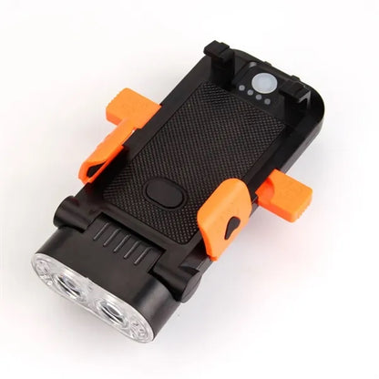 4 in 1 Bicycle Headlight Phone Holder Power Bank 130DB Horn