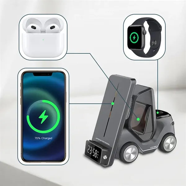 Forklift Shape Clock Wireless Charger with LED Light