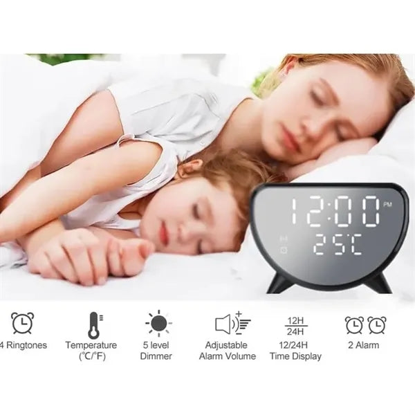 3 in 1 Wireless Charger Temperature Display Alarm Clock