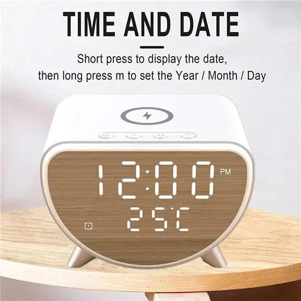 3 in 1 Wireless Charger Temperature Display Alarm Clock