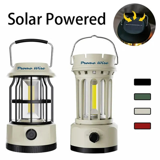 Retro Solar Powered Hanging Camping Horse Light COB Lantern