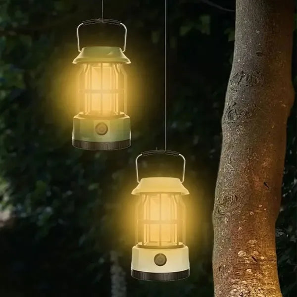 Retro Solar Powered Hanging Camping Horse Light COB Lantern