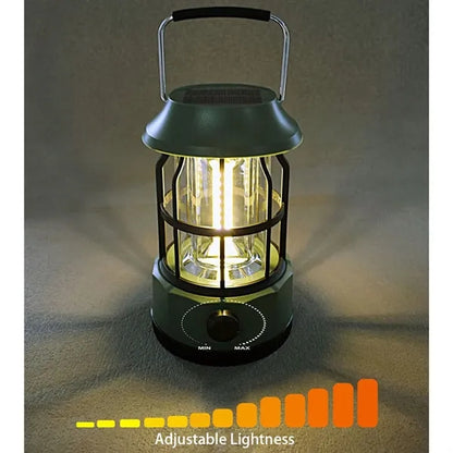 Retro Solar Powered Hanging Camping Horse Light COB Lantern