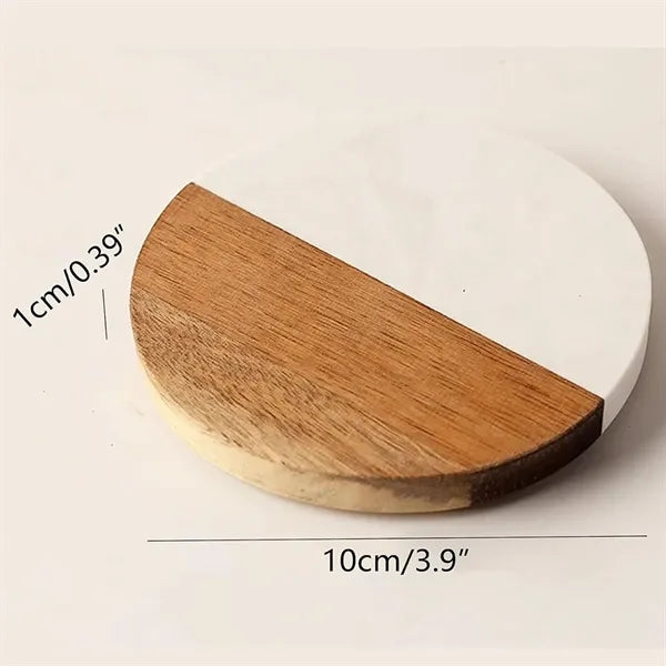 Round Wood Marble Coasters