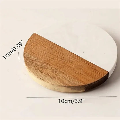 Round Wood Marble Coasters