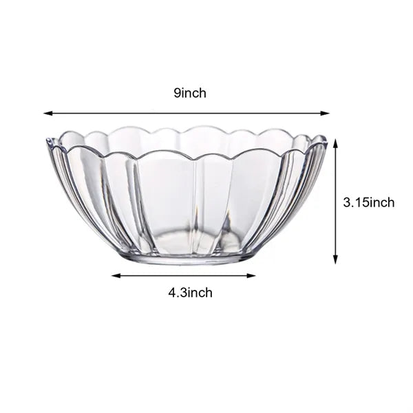 9" Inch Break-Resistant Clear Acrylic Serving Salad Bowls