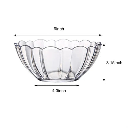 9" Inch Break-Resistant Clear Acrylic Serving Salad Bowls