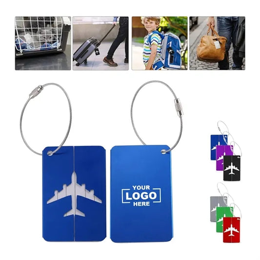 Aluminium Luggage Tags Card Holders W/ Stainless Steel Loops
