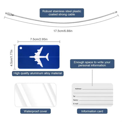 Aluminium Luggage Tags Card Holders W/ Stainless Steel Loops