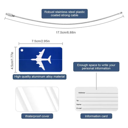 Aluminium Luggage Tags Card Holders W/ Stainless Steel Loops