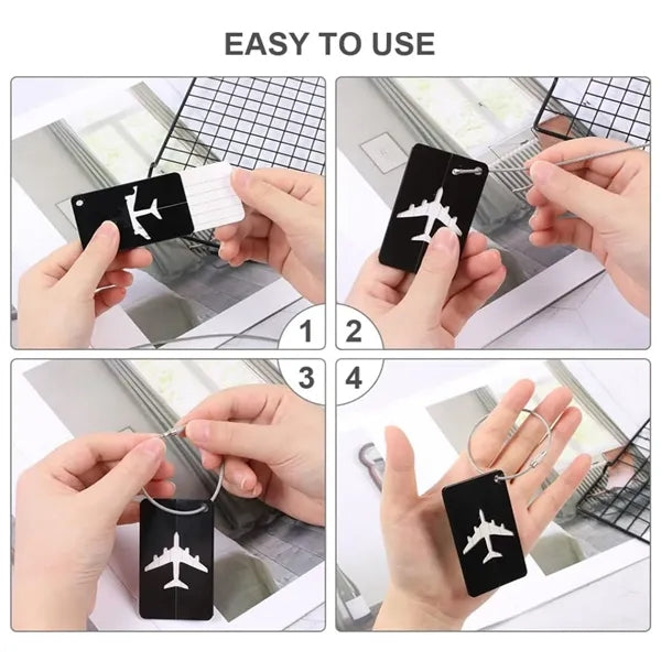 Aluminium Luggage Tags Card Holders W/ Stainless Steel Loops