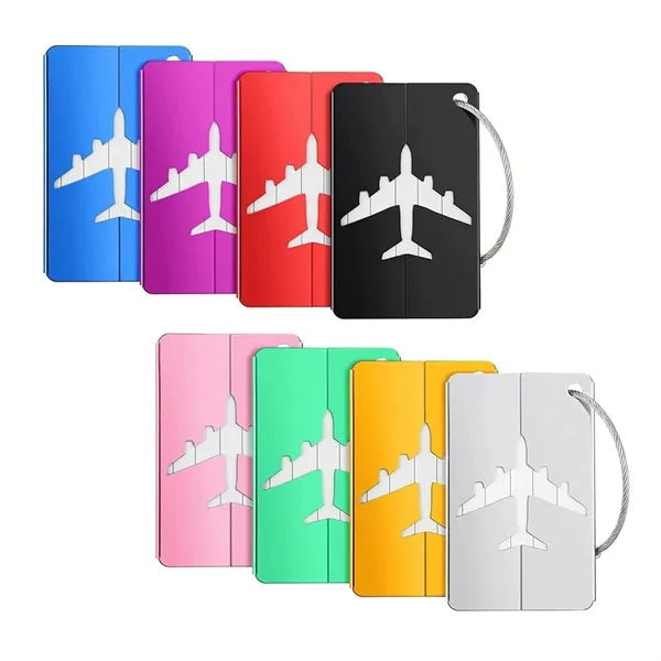 Aluminium Luggage Tags Card Holders W/ Stainless Steel Loops